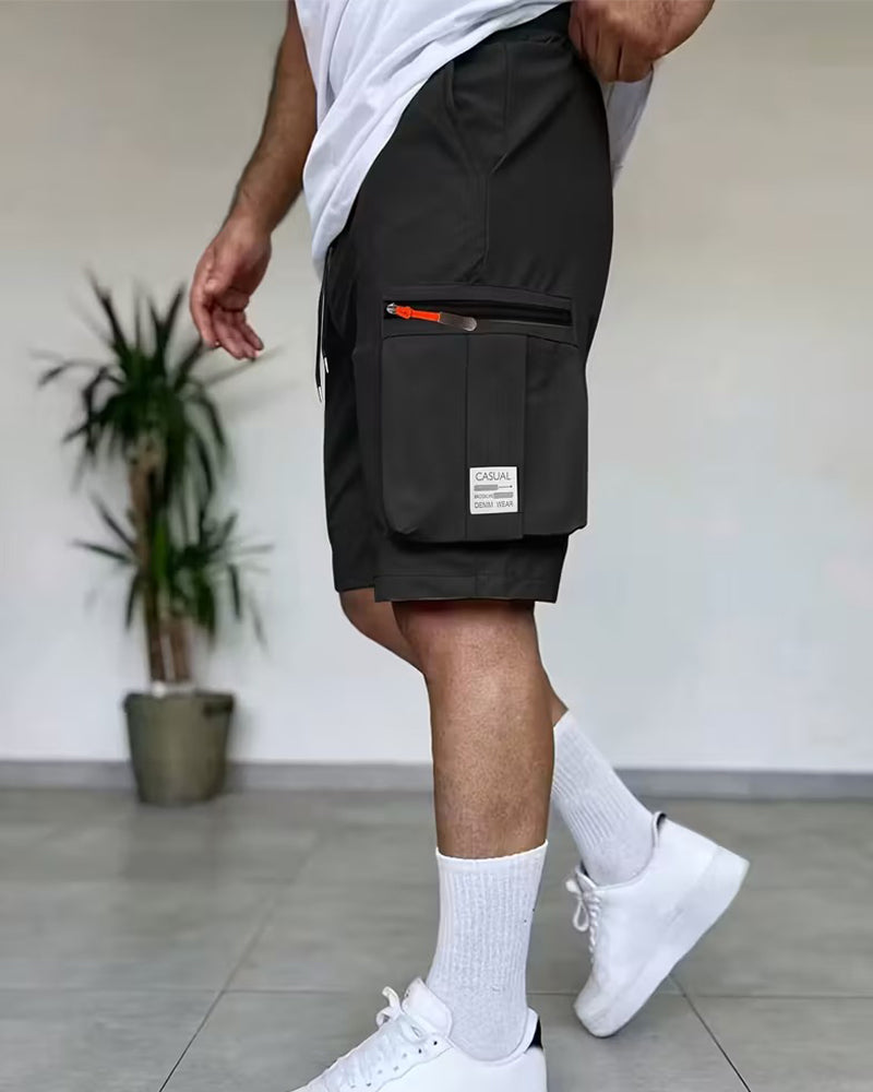 Pantalon Homme Unie Coupe Loose Court Cargo