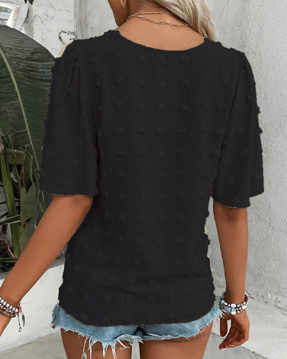 Blouse Jacquard Assemblée Manche Volant
