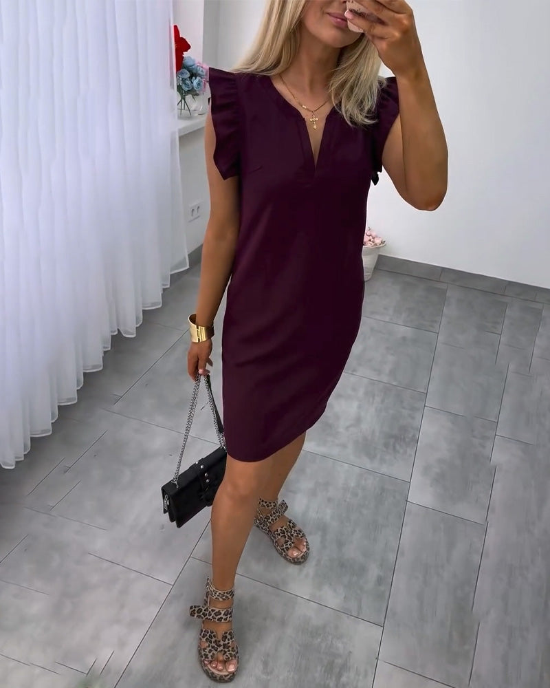 Robe Manche Volantée Droit