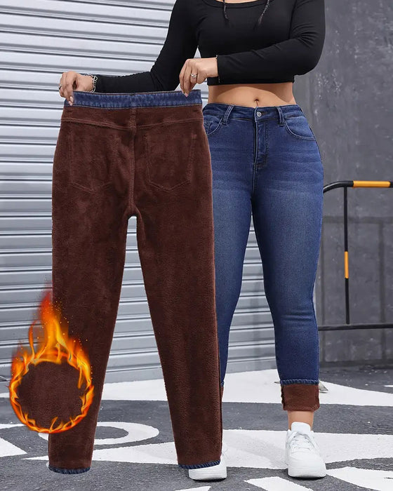 Jean Femme Doublé Polaire Unie Poche