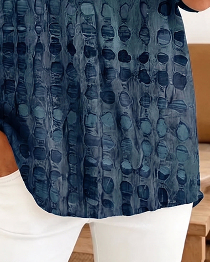 Blouse Imprimé Pois Bouton Demi-Patron