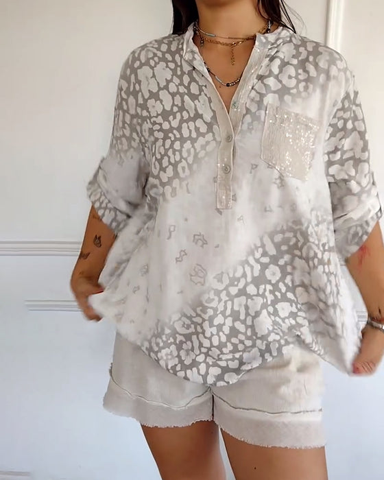 Chemisier décontracté col montant imprimé