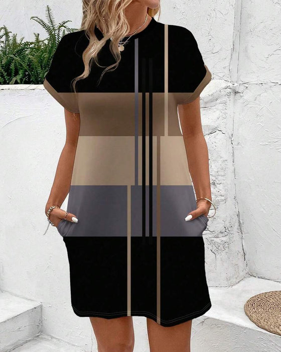 Robe Col Rond Mode Décontracté Imprimé