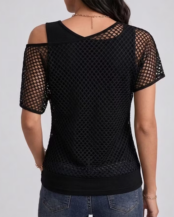 Set Mesh Off-Shoulder Ajusté Tank
