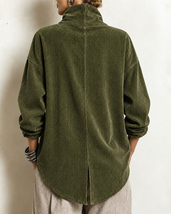 Manteau Col Roulé Bouton Lâche