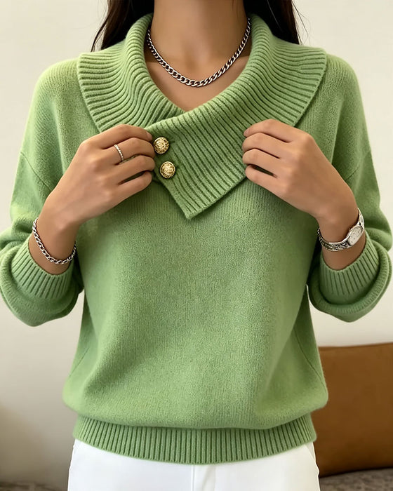 Pull Diagonal Revers Bouton Unie
