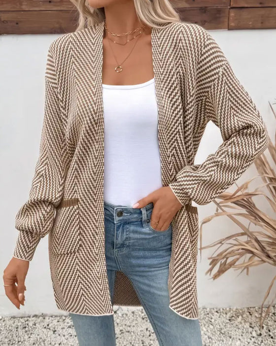 Cardigan Poches Long Pull