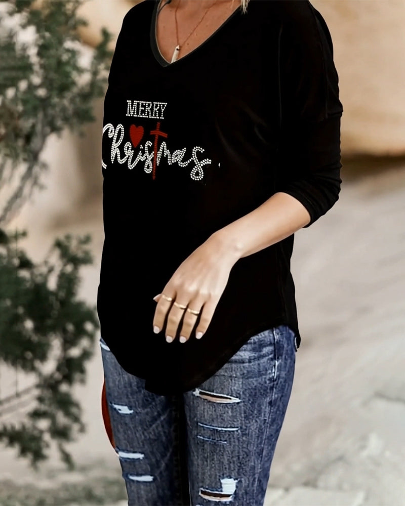 Haut Motif De Noël Imprimé Lettre