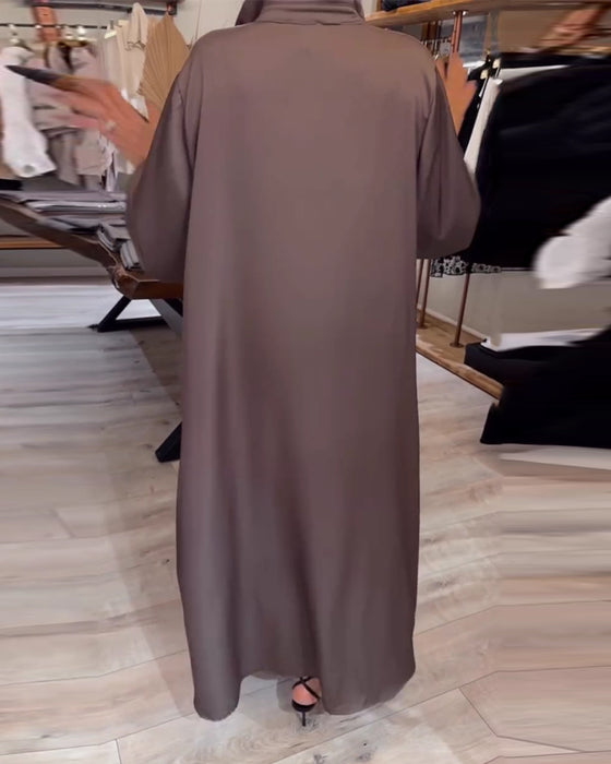 Robe Revers Encre Imprimé Chemise Longue