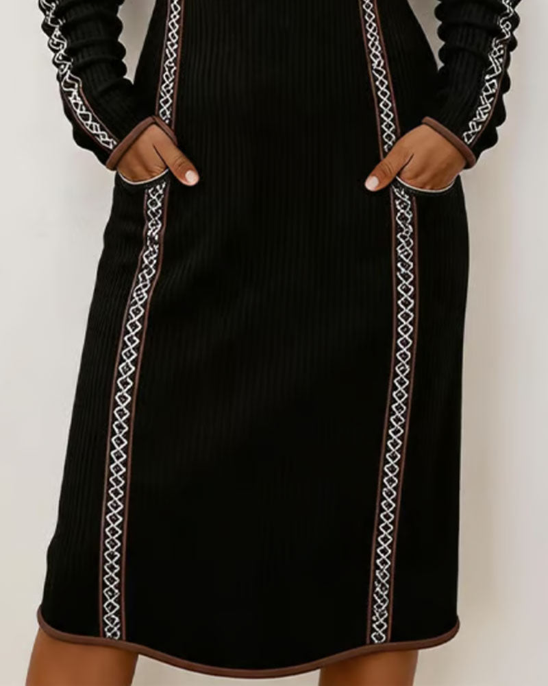 Robe À Capuche Patchwork Côtelée Laçage