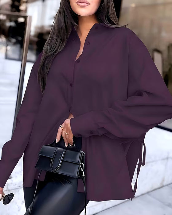 Chemise Attacher Froncé Bouton Devant Lâche