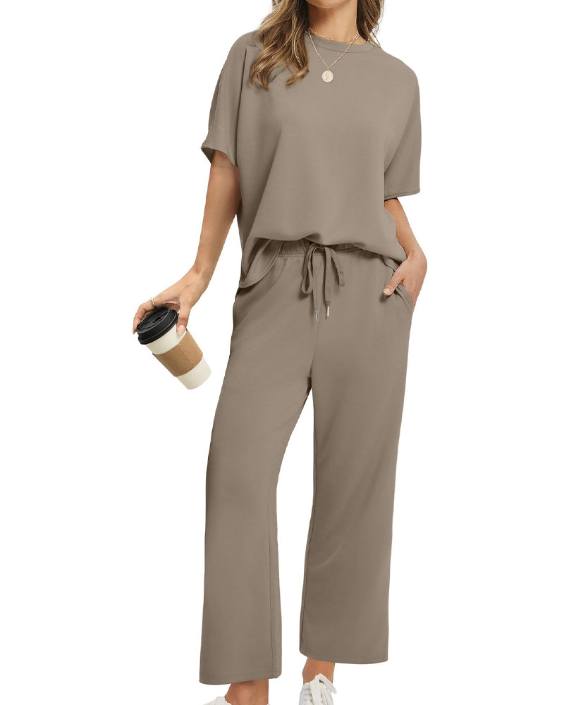 Costume Unie Col Rond Manches Courtes