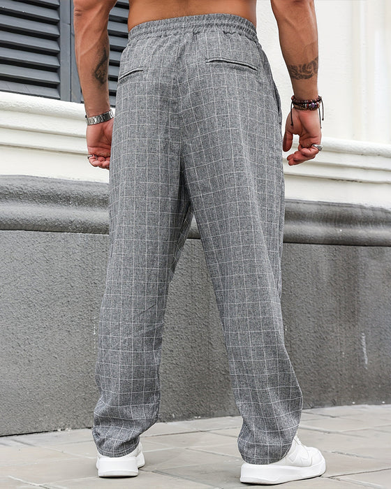 Pantalons Homme Carreaux Cordon Poche