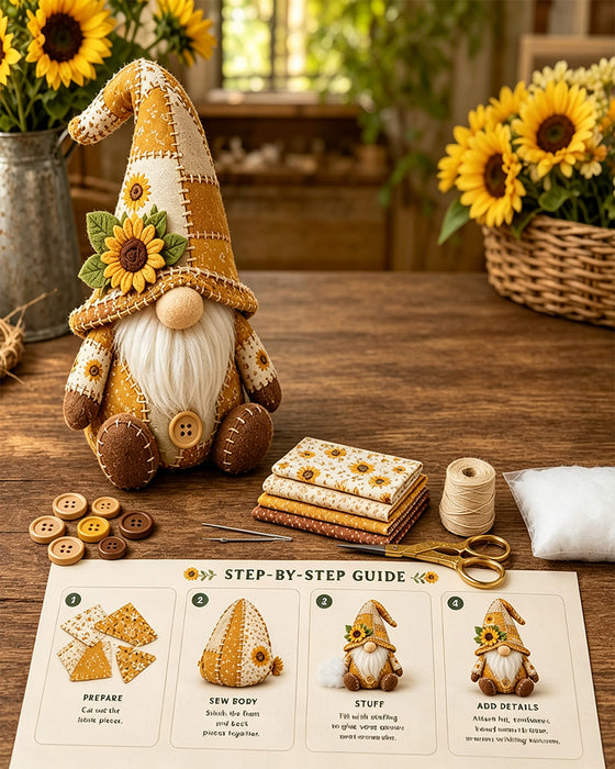 🧵 Kit De Patchwork DIY Gnome – Créez Votre Propre Adorable Gnome 🧙‍♂️