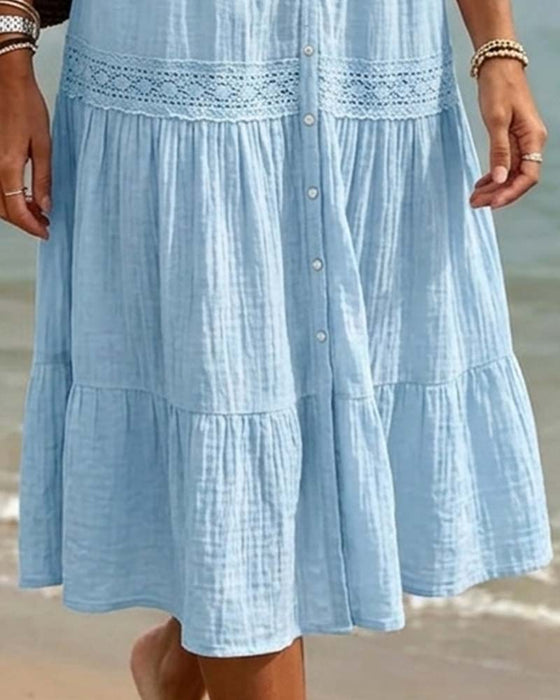 Robe Dentelle Texturée À Volants Longue