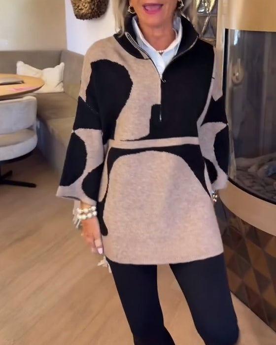 Pull À Demi-Zip Avec Col Montant Tendance