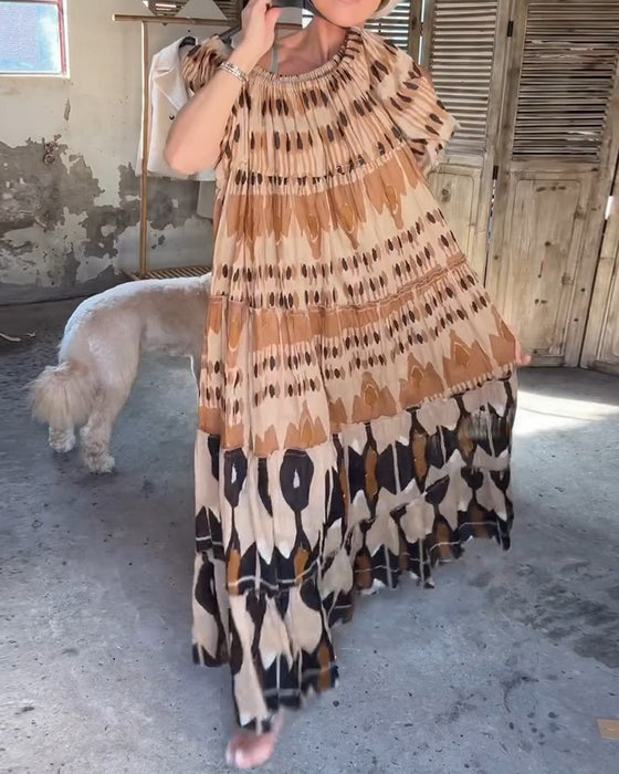 Robes Off-Shoulder Col Carré Ample Imprimé