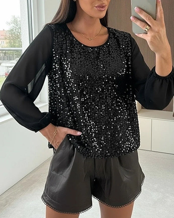 Blouse Unie À Manches Longues Et Ample