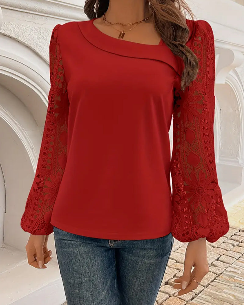 Blouse Col Asymétrique Manches Longues