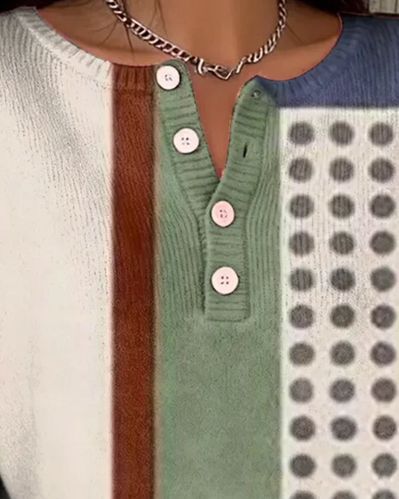 Pull À Manches Longues Et Coupe De Couleur