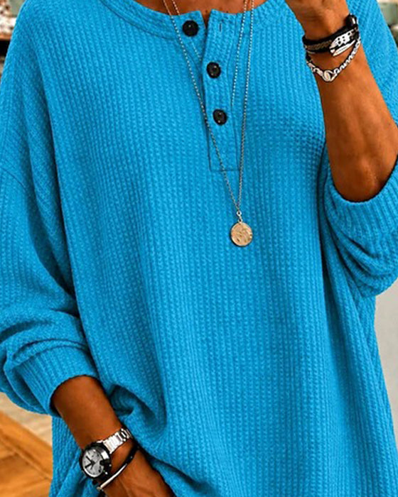 Blouse Gaufre Col Rond Ample