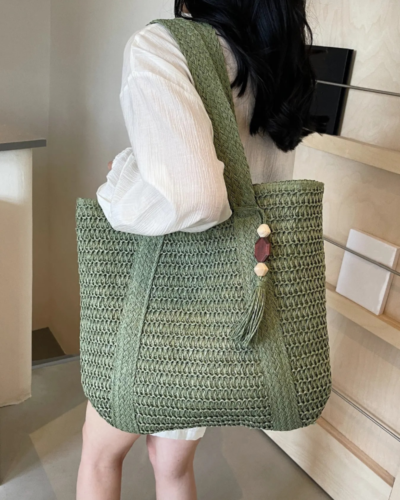 Sac De Plage Grande Capacité Unie Paille
