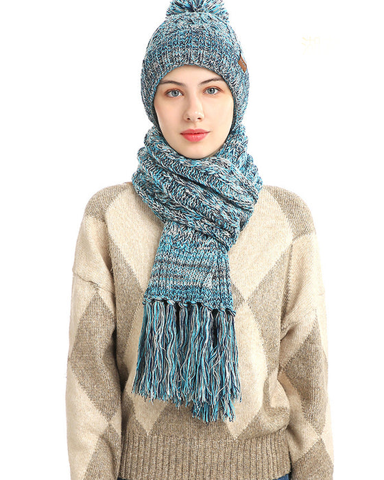 Ensemble Trois Pièces Chapeau Tricoté Laine