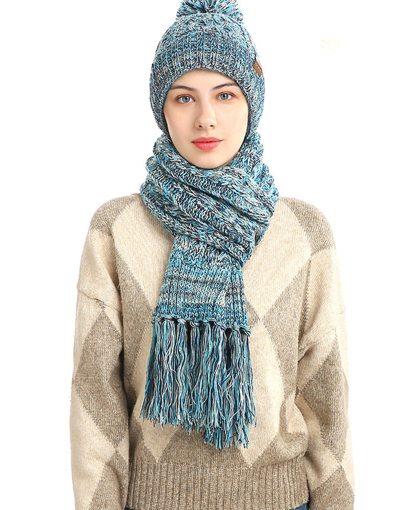 Ensemble Trois Pièces Chapeau Tricoté Laine