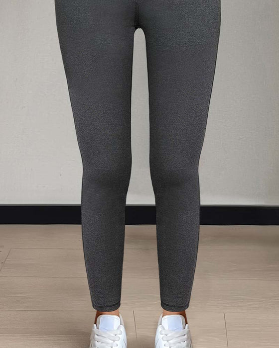Pantalon Femmes Poche Unie Slim Décontracté