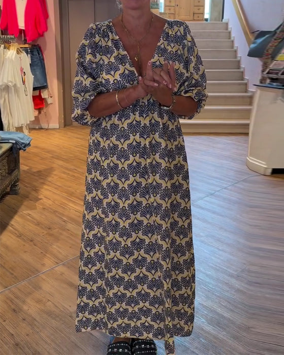 Robe Vintage Profond Col V Floral