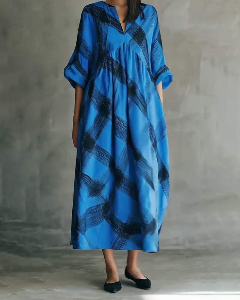 Robe Col V Imprimé Loose