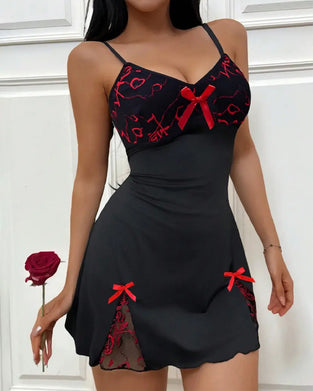 Sleep Dress Nœud Dentelle Bretelle Spaghetti