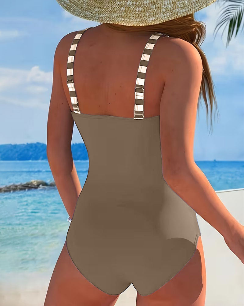 Maillot De Bain Une Pièce Rayé Color-Block
