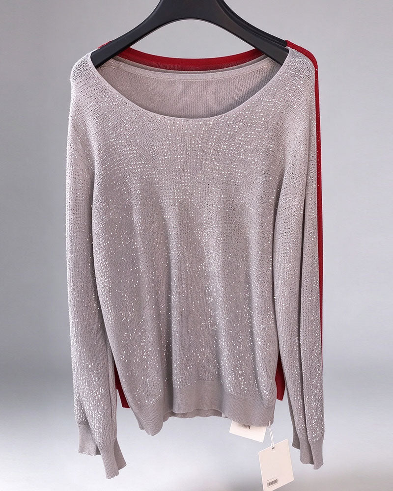 Pull Brillant Unie Manches Longues Coupe Loose
