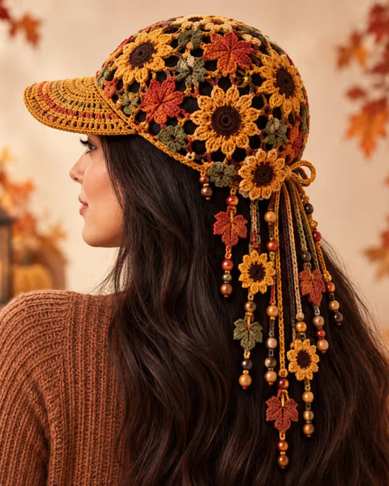 🍂 Casquette De Baseball D'Automne En Crochet Faite Main Pour Femme