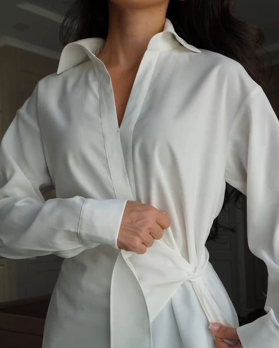 Blouse Unie Avec Ceinture