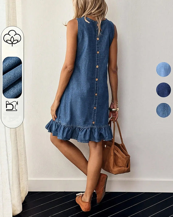 Robes Sans Manches Denim Sirène Gilet Court