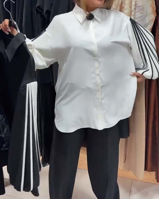 Chemise Contraste Ligne Manche Longue