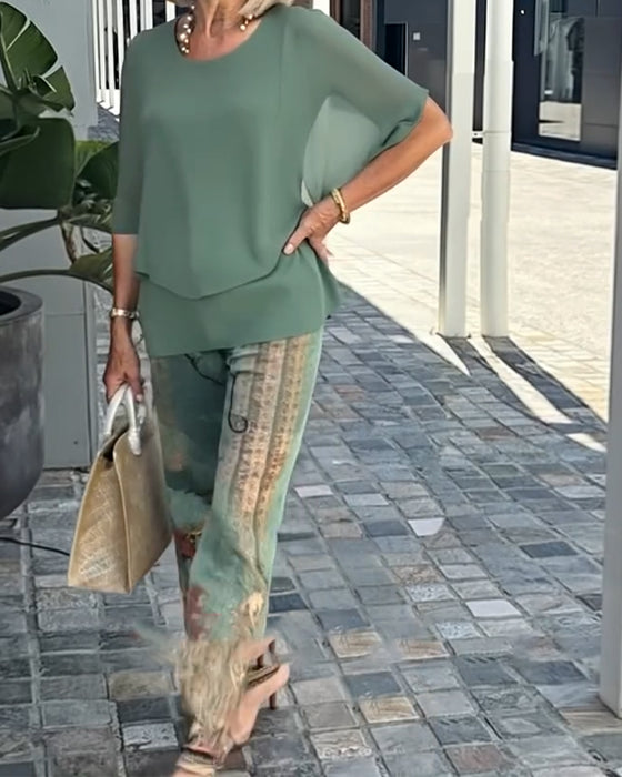 Set Fashion Pantalon Droit Imprimé