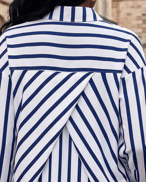 Blouse Rayée Dos Croix Irrégulière