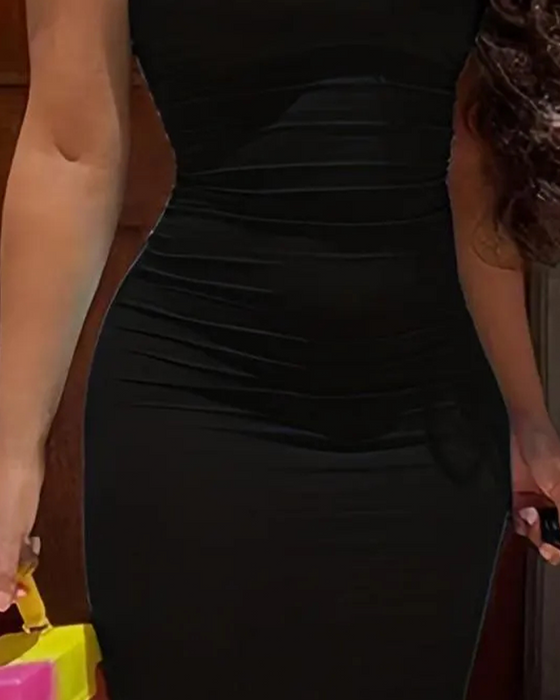 Robe Unie Sans Manches Mode Bodycon