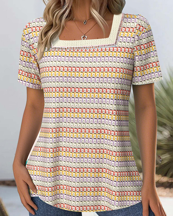 Blouse Tendance Décontractée Sans Manches Col Carré