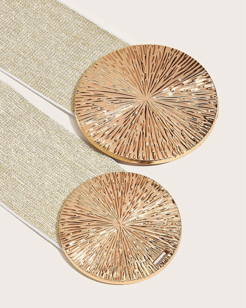 Ceinture Vintage Élastique Pour Femme Avec Boucle Dorée