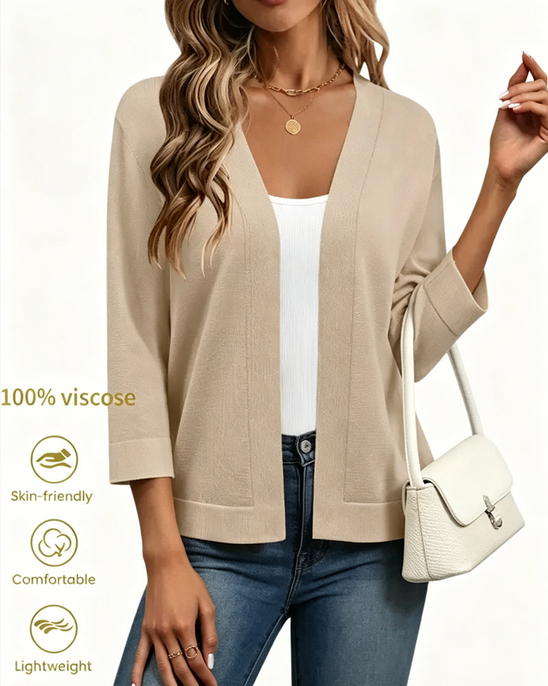 Cardigan Manche Coude Ouvert Devant Tricoté