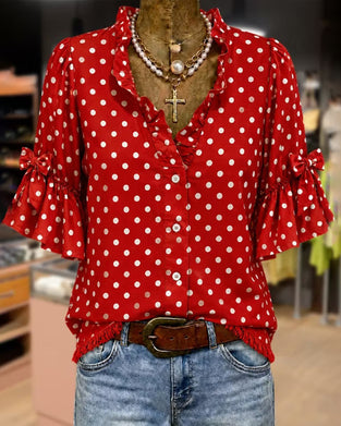 Chemise Pois Volant Nœud