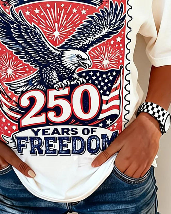 T-Shirt Col Rond Eagle Print