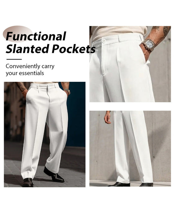 Pantalon Homme Décontracté Plissé Jambe Large