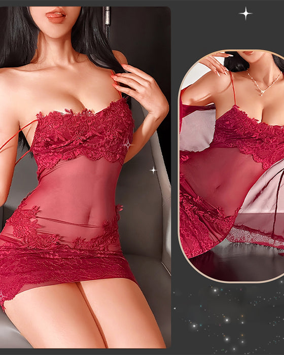 Set De Chemise De Nuit Unie À Volants