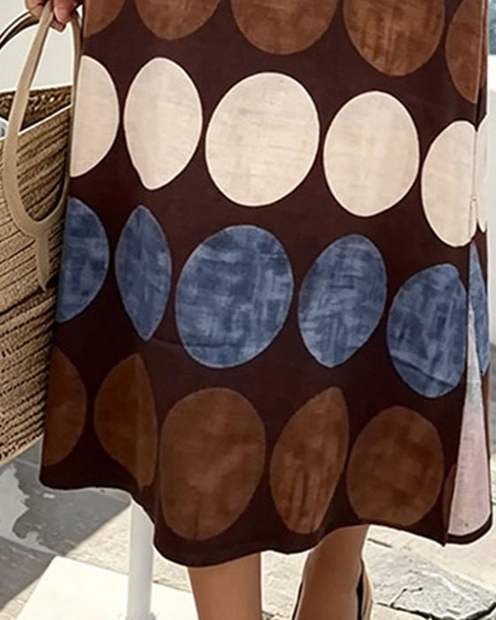 Robe Décontractée, À Pois, Sans Manches