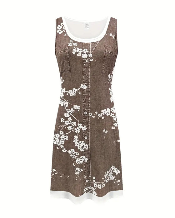 Robe Décontractée Sans Manches Imprimé Gilet